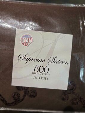 Veratex 800TC Supreme Sateen King Sheet Set (Espresso) - Made in USA